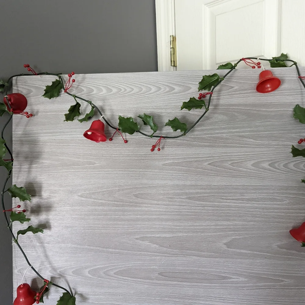 Vintage Christmas Holly and Bells Garland